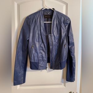 BCBG MaxAzria blue leather jacket